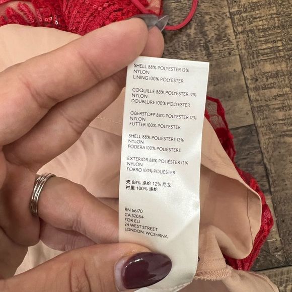 FREE PEOPLE Red Night Shimmer Mini Dress. Size 10 - Picture 7 of 7